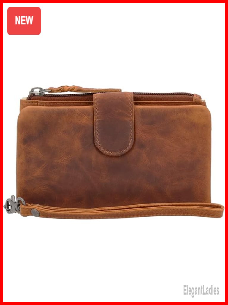 Rfid Distressed Leather Bi-Fold Wallet With Coin Pouch And Id Slots